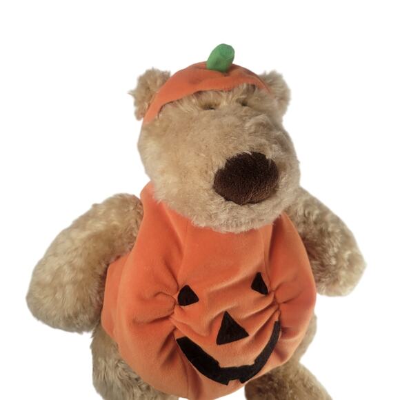 Halloween Pumpkin Bear Plush Stuffed Animal Brown Tan 16" Pottery Barn RARE - Picture 10 of 13